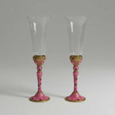 Vintage wedding glasses set of 2 pink, wedding